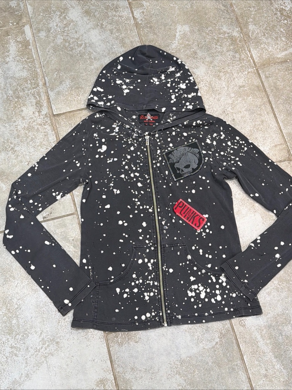 Royal Bones Daang Goodman Distressed Zip Up Hoodie Size Medium Punk Streetwear